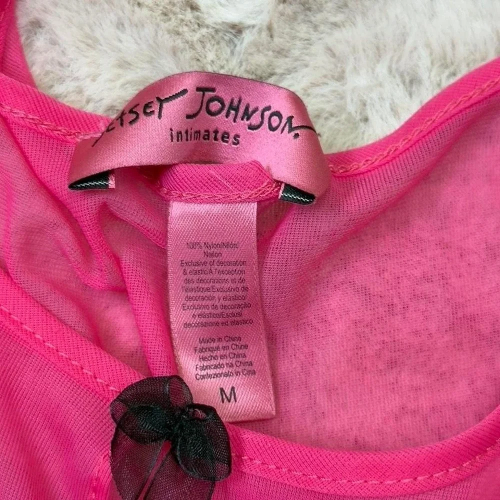 Betsey‎ Johnson hot pink sheer lace babydoll slip